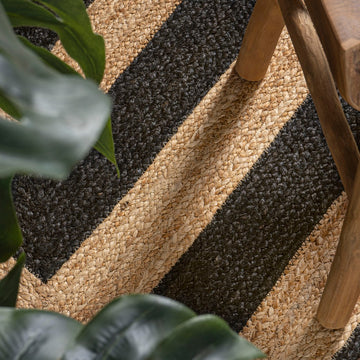 Piper Two-tone Chevron Round Jute Area Rug